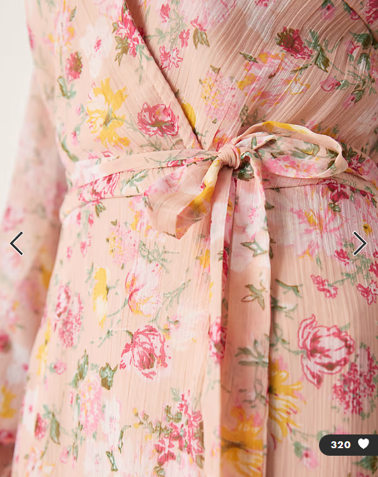 Vila long sleeve v-neck midi dress in soft floral