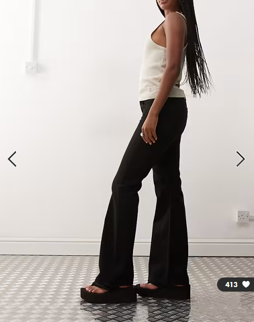Weekday Nova low waist slim fit bootcut jeans in black