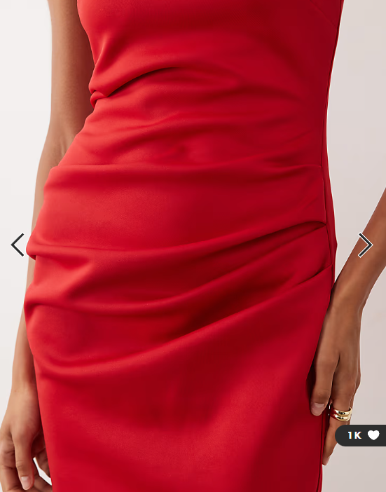 ASOS DESIGN bardot ruched midi dress in red