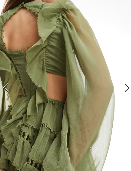 ASOS DESIGN lace insert high neck mini dress with frills in sage green