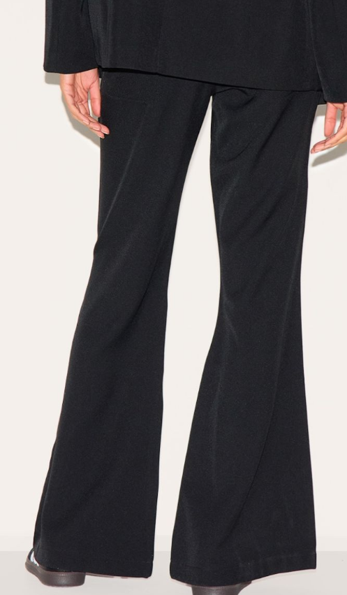 Black Low Rise Pocket Detail Tailored Woven Flared Trousers