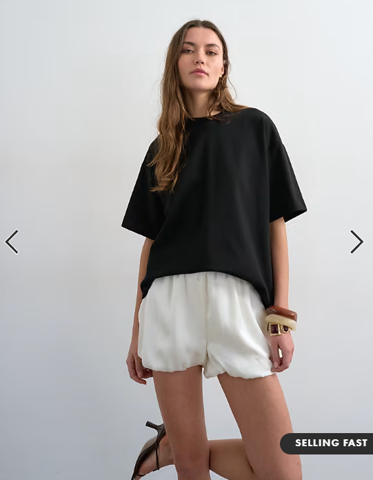Topshop satin bubble shorts in ivory