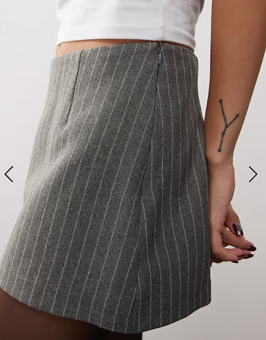 COLLUSION clean tailored mini skort in charcoal pinstripe