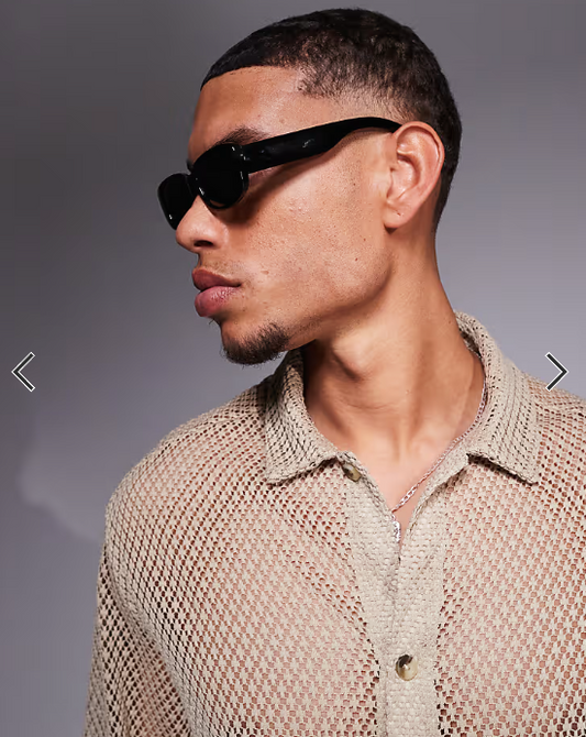 ASOS DESIGN chunky rectangle sunglasses in black
