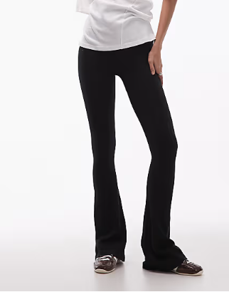 ASOS DESIGN seamless ribbed flare leggings in black