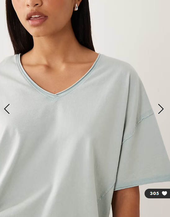 ASOS DESIGN slouchy v neck t-shirt in washed blue