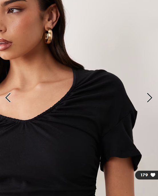 ASOS DESIGN ruched v neck midi dress in black