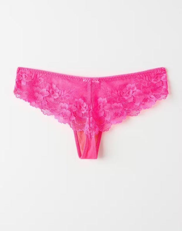 Lace string - Neon Pink