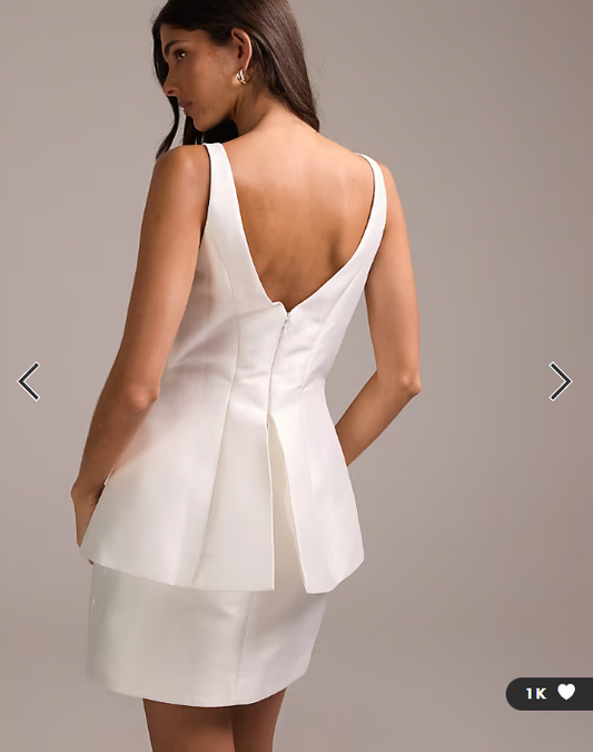 ASOS DESIGN structured peplum wedding mini dress in ivory
