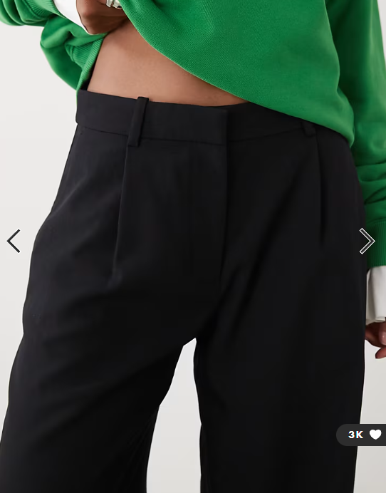 Weekday Dara low waist wide leg trousers with front pleats in black