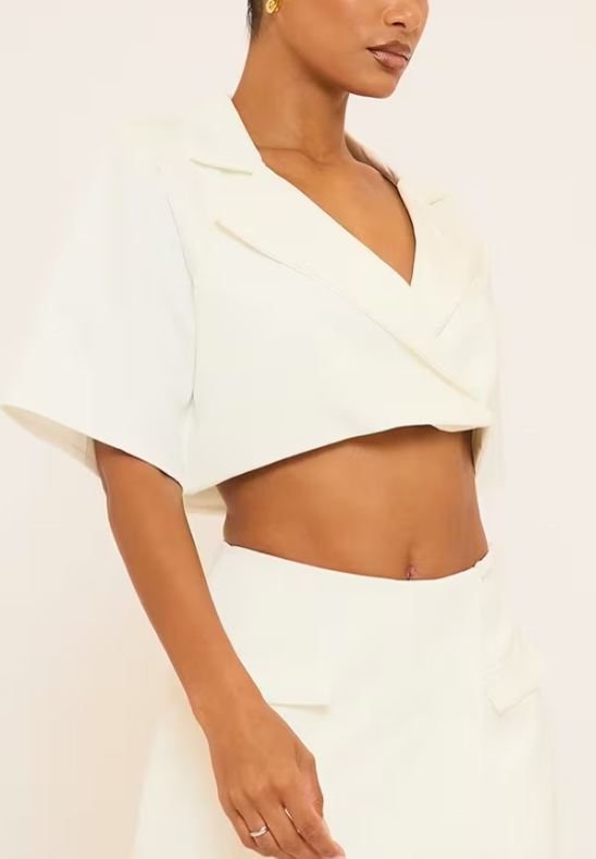 Ego Set - Short Sleeve Cropped Blazer and Skort
