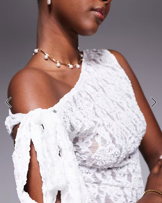 ASOS DESIGN lace tie fallen shoulder sheer top in cream