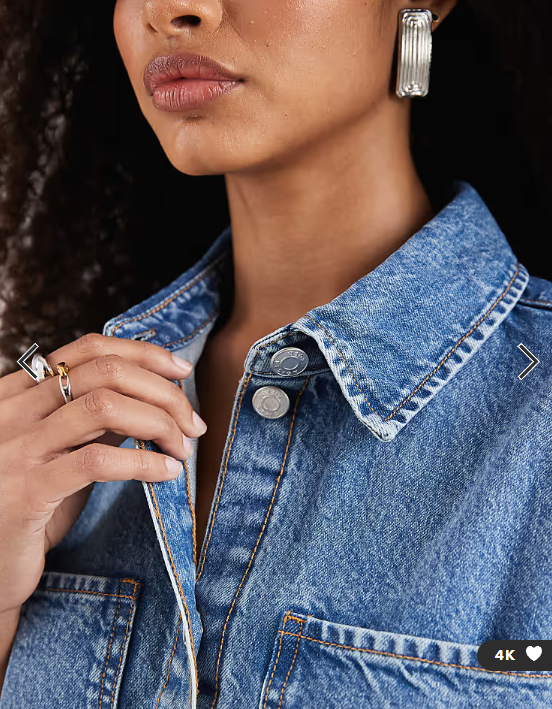 ASOS DESIGN short sleeve denim shirt dress in midwash blue