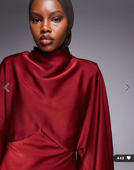 ASOS DESIGN funnel neck satin maxi dress with exaggerated sleeves in red