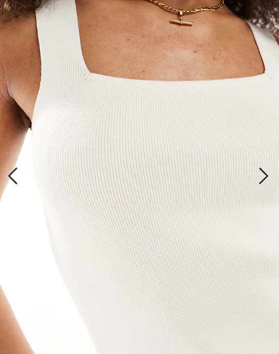 Miss Selfridge compact knit square neck thick strap crop top in cream