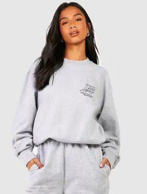 boohoo Petite Printed Sweatshirt Tracksuit