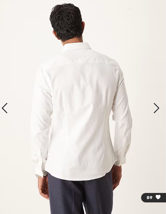 ASOS DESIGN easy iron royal oxford slim shirt in white