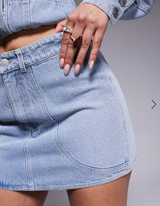 Wanderdoll Alix denim seam detail mini skirt in light blue wash - part of a set