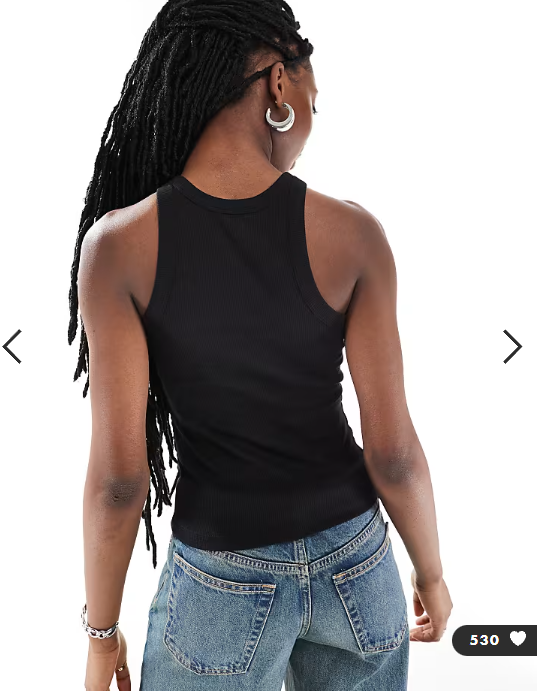 Monki ribbed racer vest in black