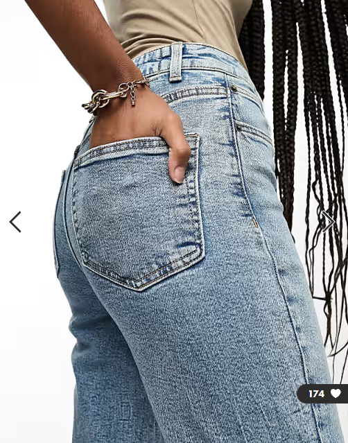 ASOS DESIGN Tall slim fit comfort mom jeans in mid blue