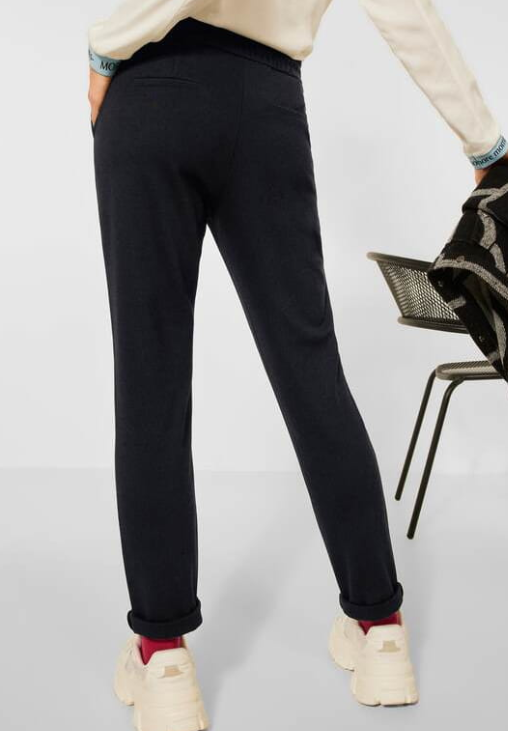 More Fun - High Waist Swirl Detail Wide Leg Joggers In Charcoal Grey Knit