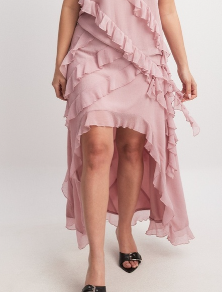 Na-kd Chiffon Frill Detail Maxi Skirt