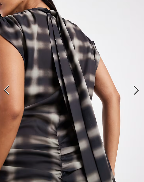 ASOS DESIGN sheer scarf draped maxi dress in check