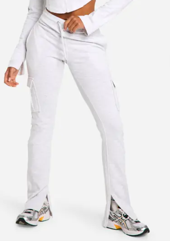 boohoo Slim Fit Cargo Pocket Split Hem Jogger