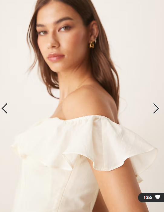 ASOS DESIGN cotton bardot seam detail mini dress in ivory