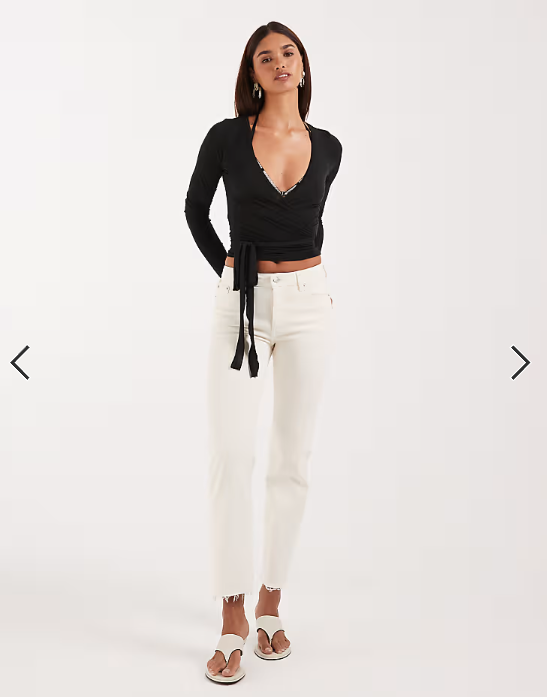JJXX ballet wrap top in black