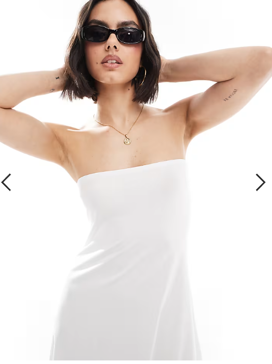 ASOS DESIGN bandeau mini swing dress in white