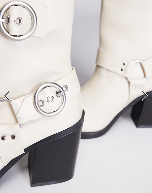 Public Desire Wide Fit Freak heeled ankle biker boot in cream