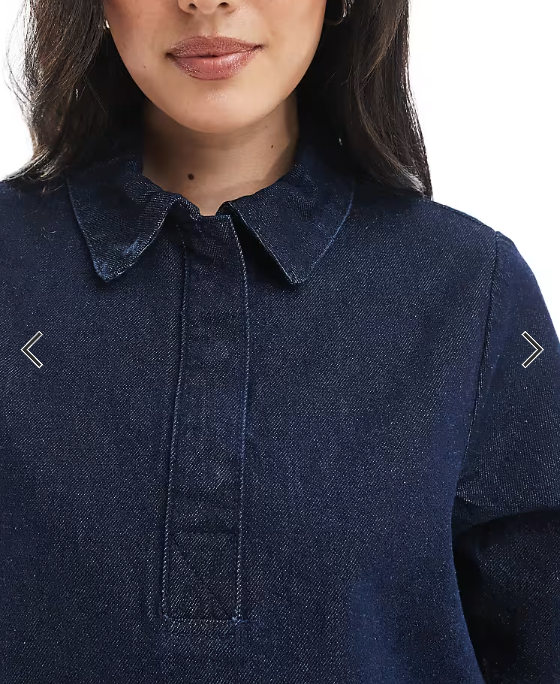 ASOS DESIGN denim polo shirt dress with flippy hem in rinse