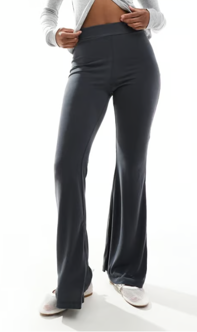 Monki - super soft low waist flare jersey trousers in black