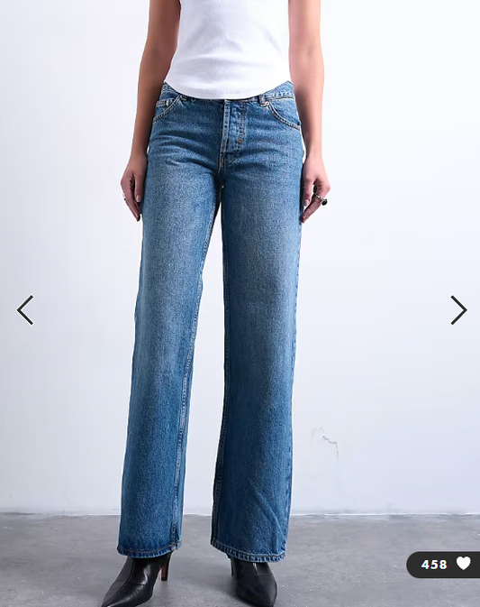 Topshop Ember low rise straight leg jean in vintage blue
