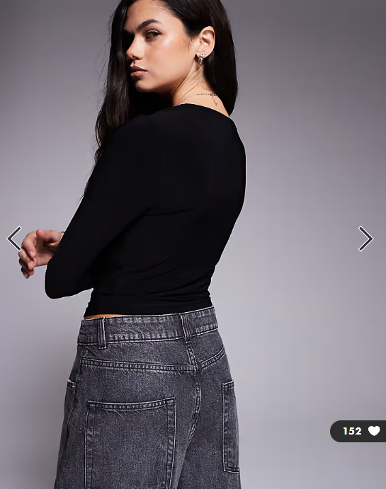 ASOS DESIGN long sleeve top with twist cut out detail in black