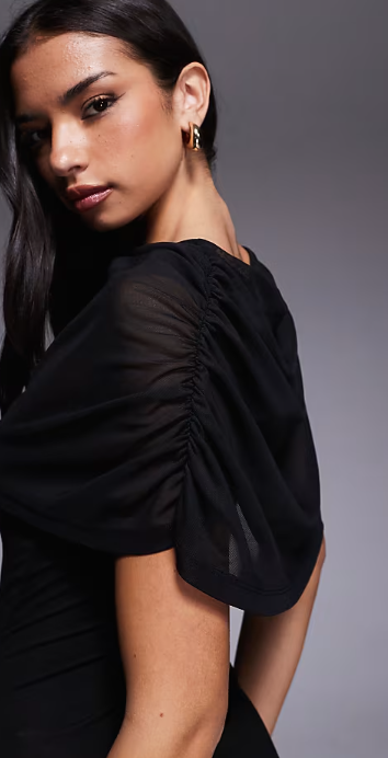 ASOS DESIGN mesh cape detail maxi dress in black