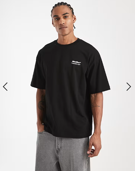 ASOS DESIGN oversized t-shirt with text back print in black .