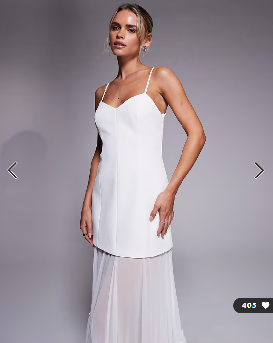 Forever New Petite Bridal cami sheer hanky hem maxi dress in ivory