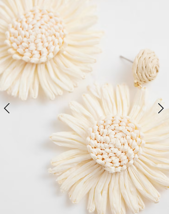 South Beach textured flower drop earrings in cream