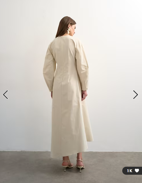 Topshop knot detail midi dress with asymmetric hem in off white