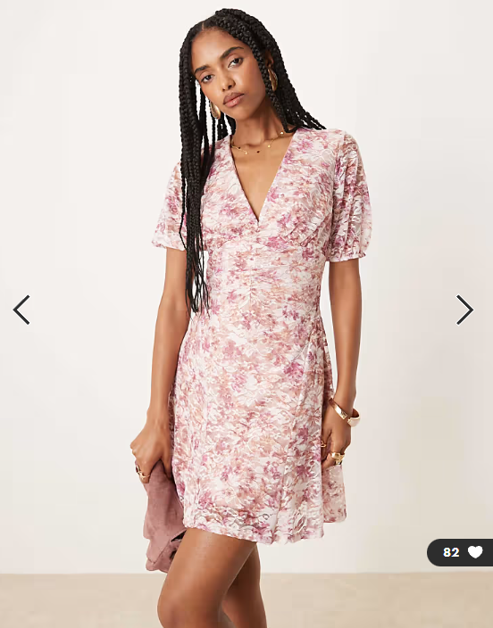 ASOS DESIGN puff sleeve mini tea dress in ditsy floral print