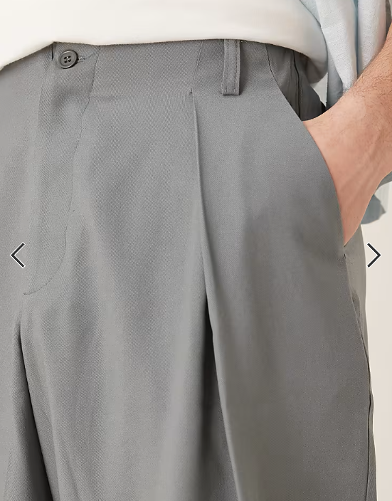 ASOS DESIGN wide leg smart trousers with pleat detail in grey