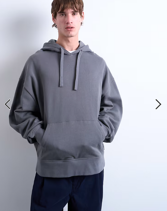 Topman heavyweight oversized hoodie in charcoal