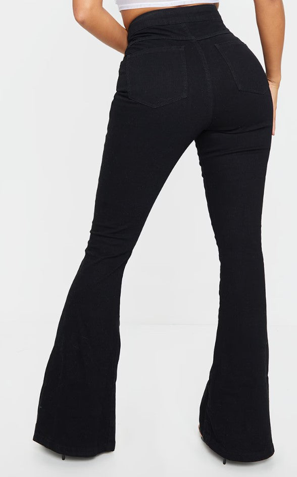 Shape Black Split Hem Flared Jeans