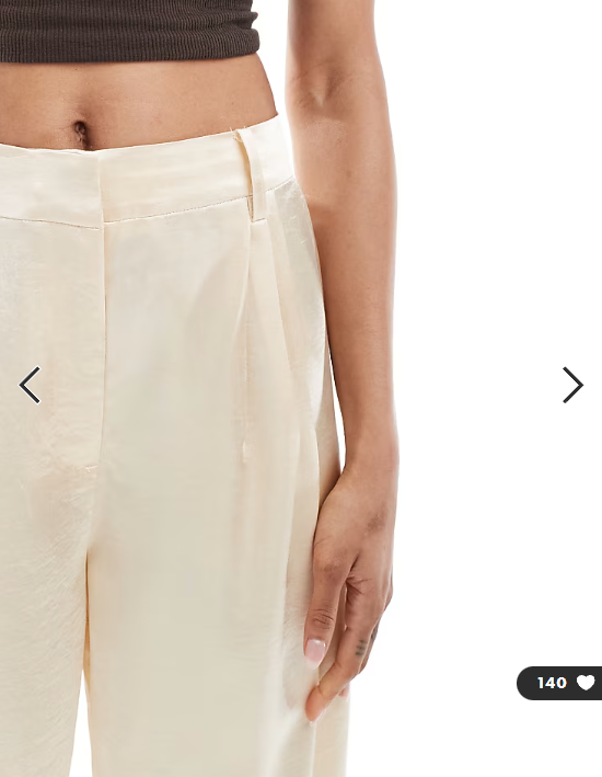 ASOS DESIGN Tall tailored straight leg satin trousers in ivory