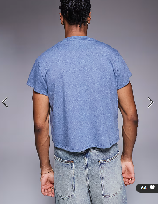 ASOS DESIGN crew neck boxy t-shirt in overdyed blue marl