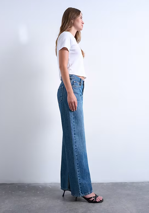 Topshop ember low rise straight leg jean in vintage blue