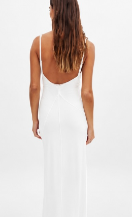 Na-kd Deep back lace detail maxi dress in white