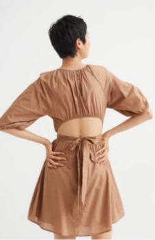H&M - Open Back tie waist puff sleeve dress